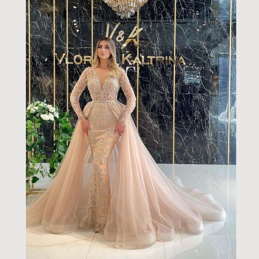 French Style Simple Long-sleeved Style Wedding Dress