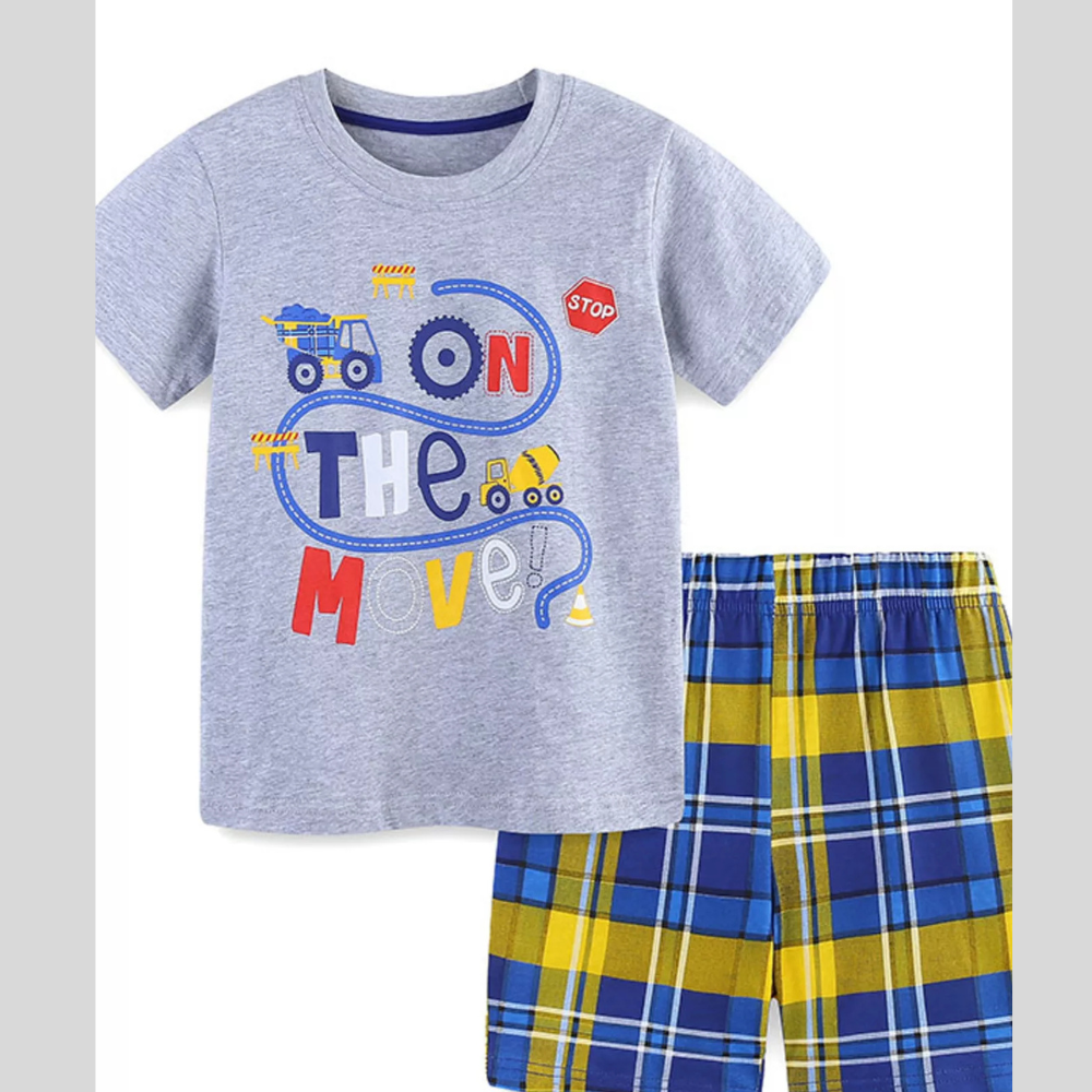 Children's Tropical Banana Print Casual Tee and Shorts Set
