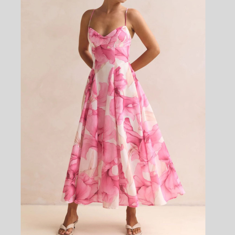 Tiered Notched Short Sleeve Dress