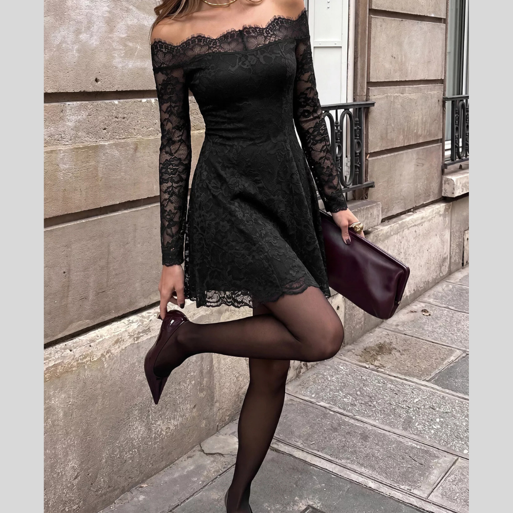 Embroidered Flutter Sleeve Mini Dress