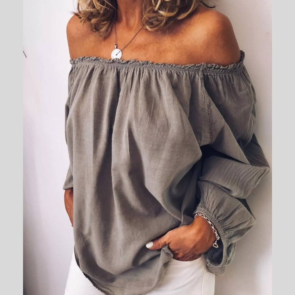 Flower Round Neck Latern Sleeve Sweater