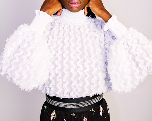 women's white knit sweater