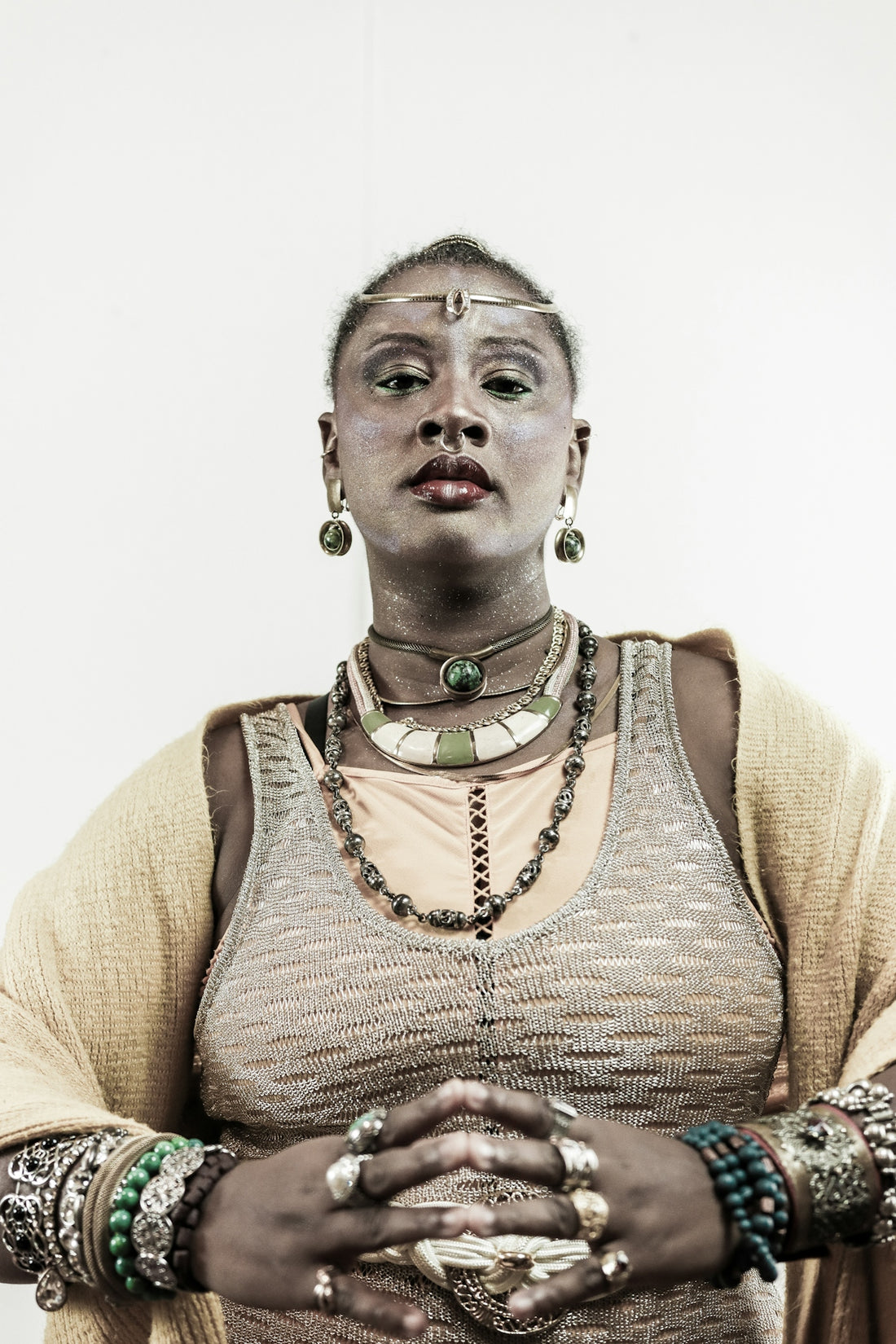 Woman adorned with jewelry and a headpiece