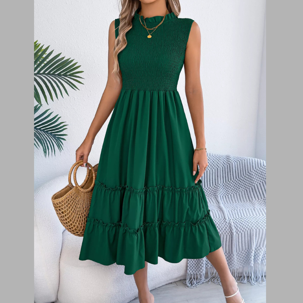 Full Size One-Shoulder High Neck Slit Dress Plus Size