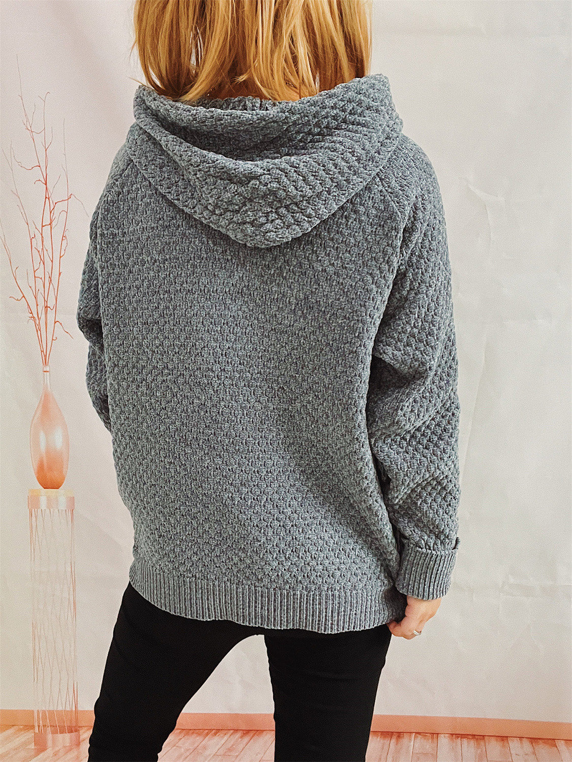 Long Sleeve Hooded Sweater with Drawstring