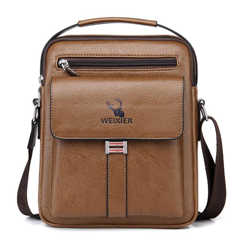 Leather Messenger Crossbody Shoulder Bag For Men Work Business Casual Adjustable Straps With  Metal Zipper-FREE USA SHIPPING