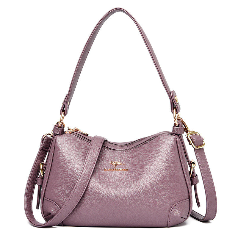 Women's Bags, Solid Color Bags, Ladies Fashion Soft Leather Large-capacity One-shoulder Messenger Bag