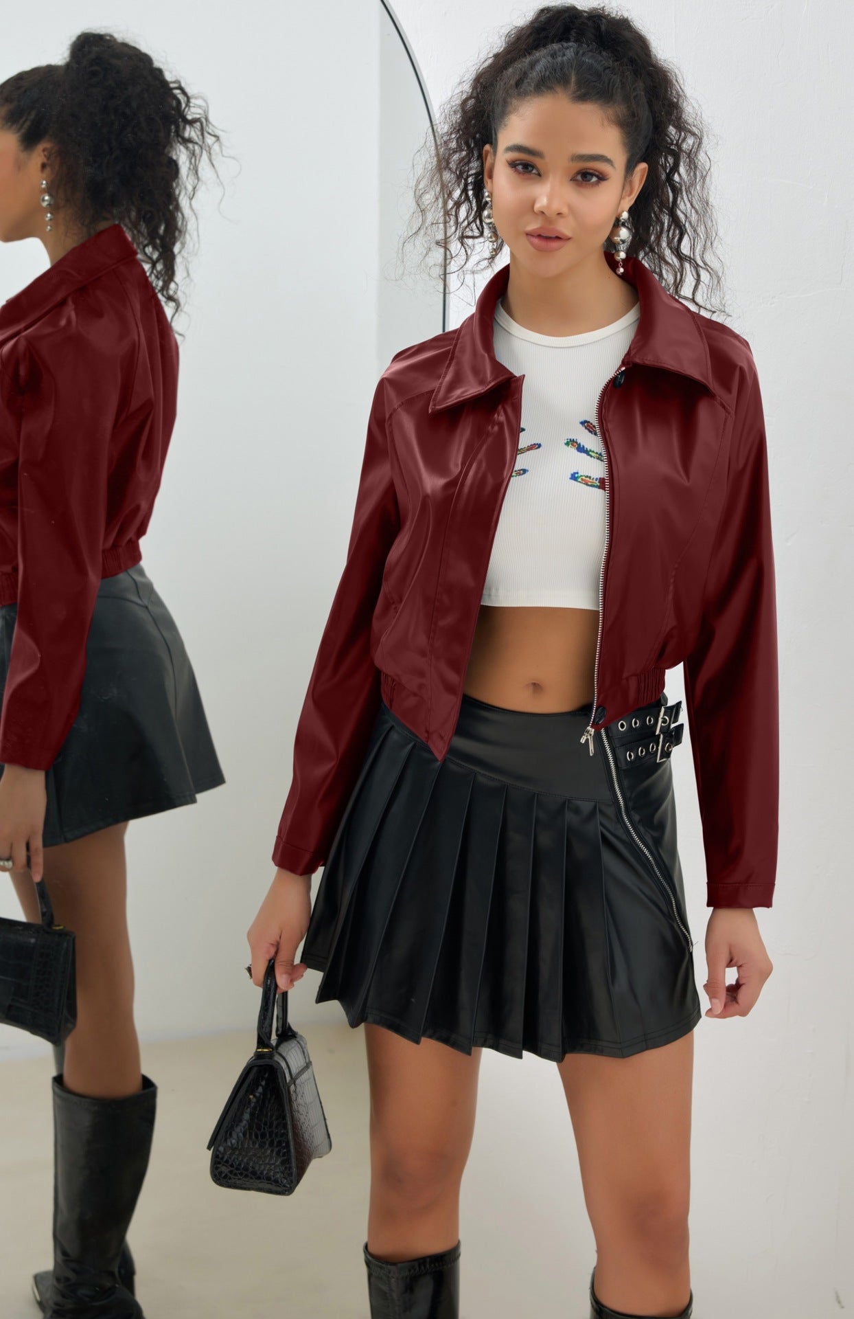 Leather Short Jacket Vintage Zipper American Casual Motorcycle