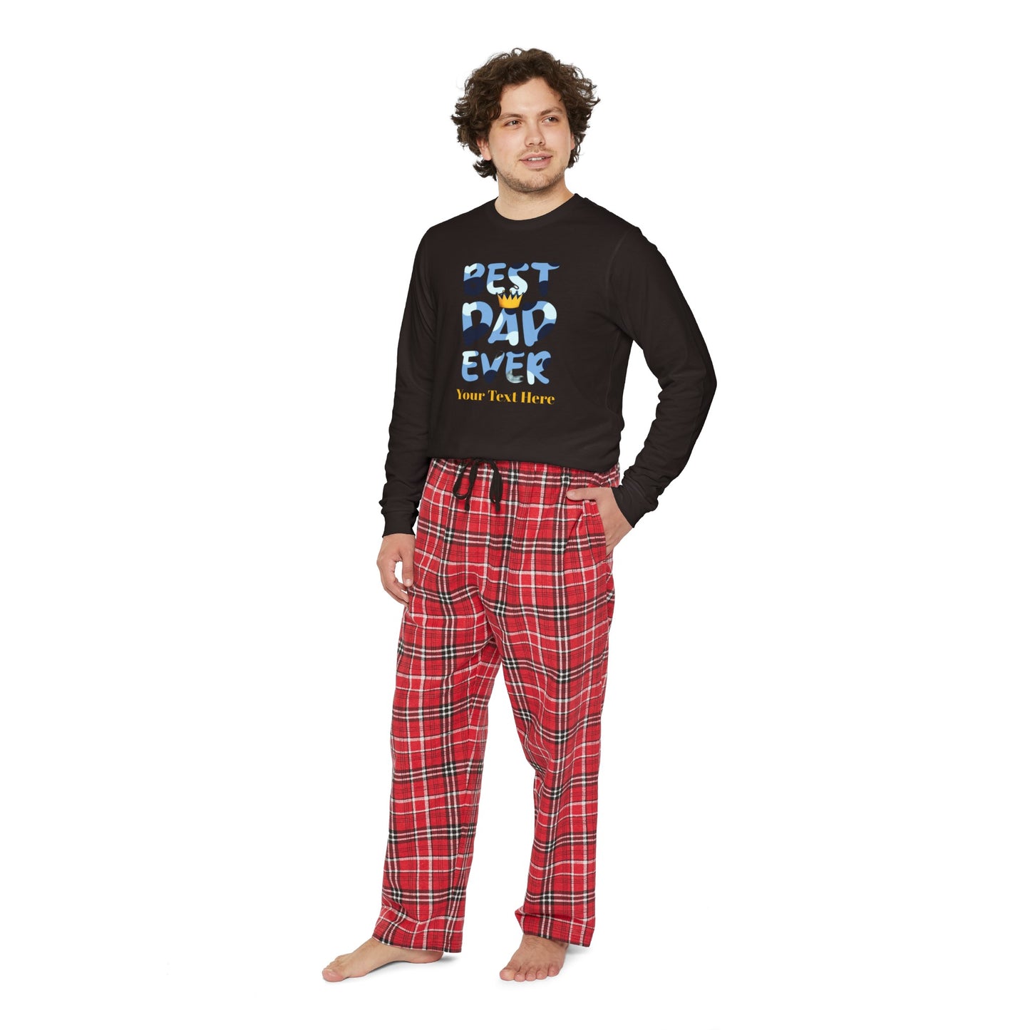 Men's Long Sleeve Pajama Set - Personalize With DAD Messages