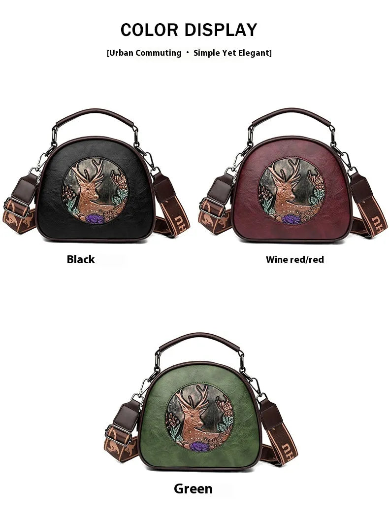 Retro Embossing Large Capacity Women's Handbag All-matching