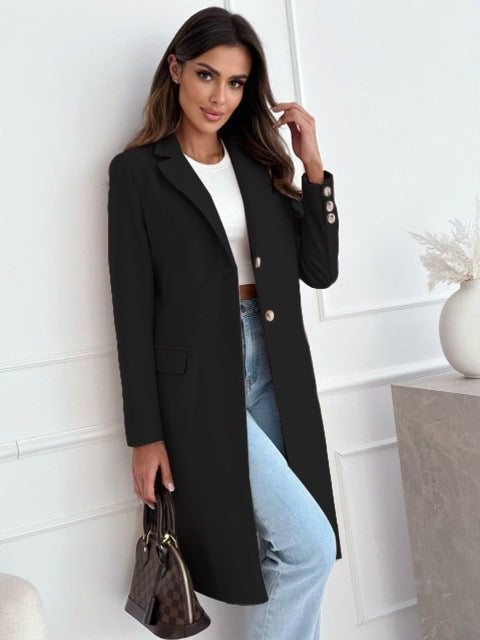 Simplicity Mid-length Button Woolen Coat Outerwear