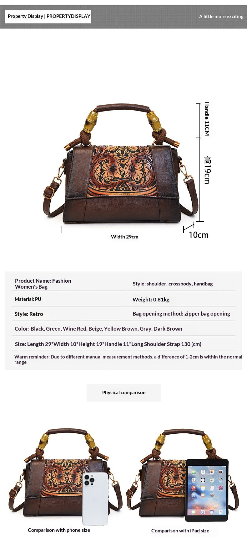 Retro Artistic Bamboo-Section Ethnic-Style Hand Bag