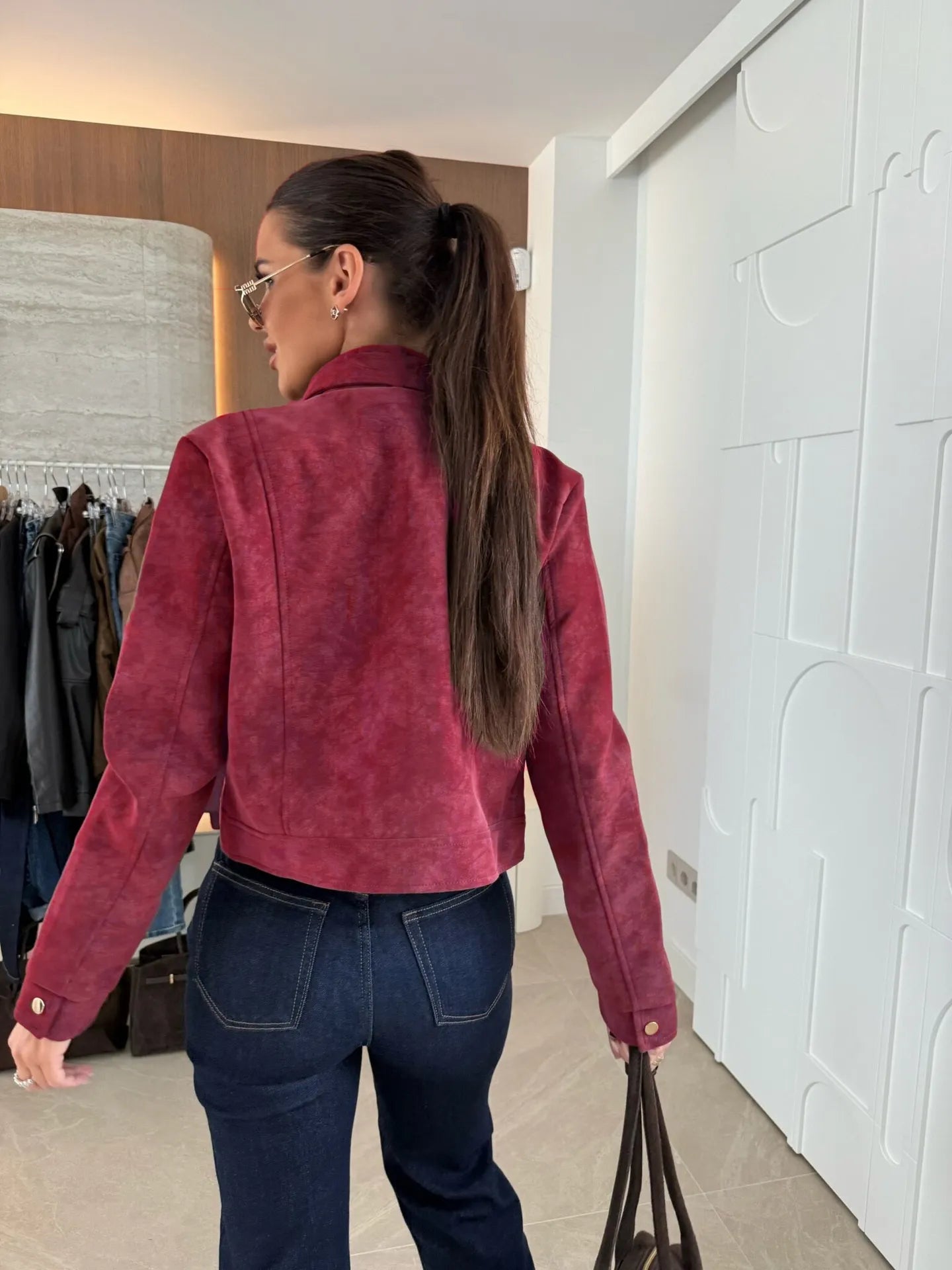 Women's Zipper Short Chic Suede Jacket