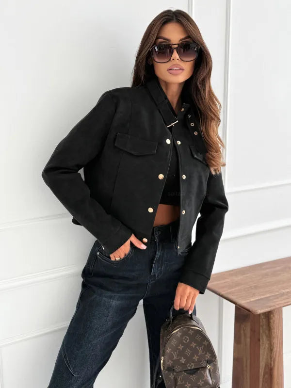 Women's Zipper Short Chic Suede Jacket