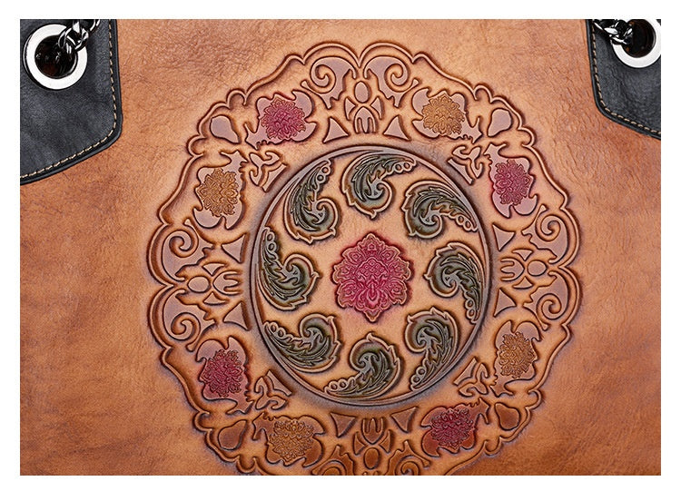 Large-Capacity ShoulderCrossbody Top-Grain Leather Tote Bag