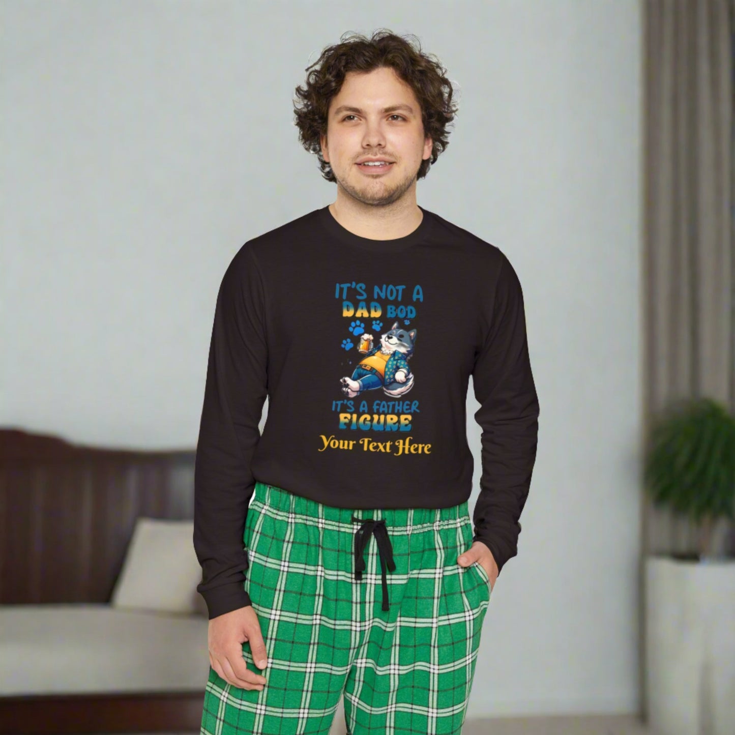 Men's Long Sleeve Pajama Set - Personalize With DAD Messages