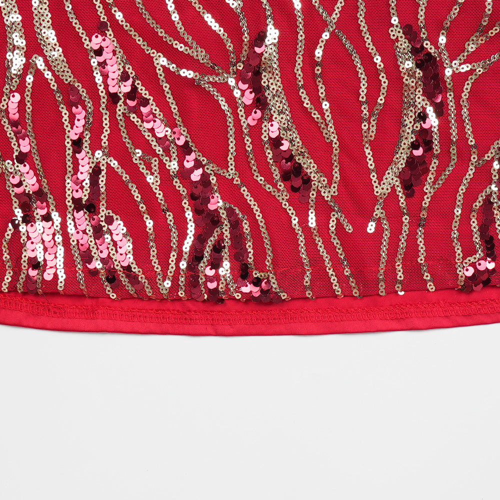 Plus Size Women's Dress V-neck Backless Sequined Evening Dress