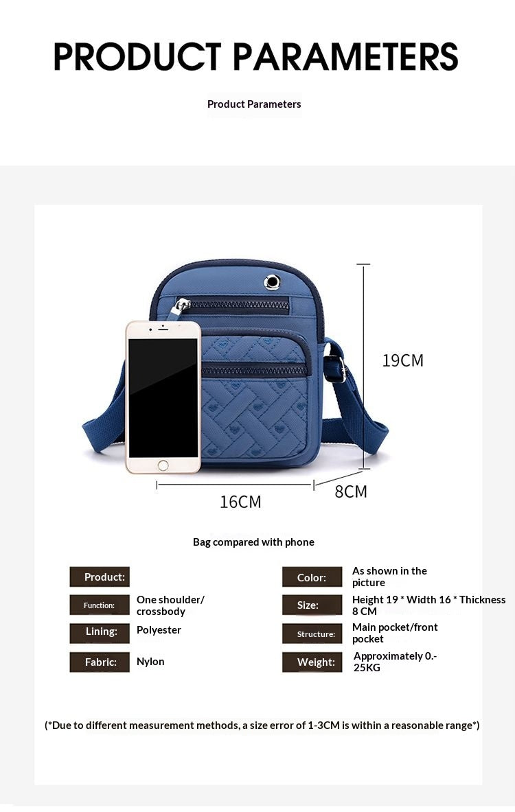 Solid Color Minimalism Crossbody Nylon Canvas Bag
