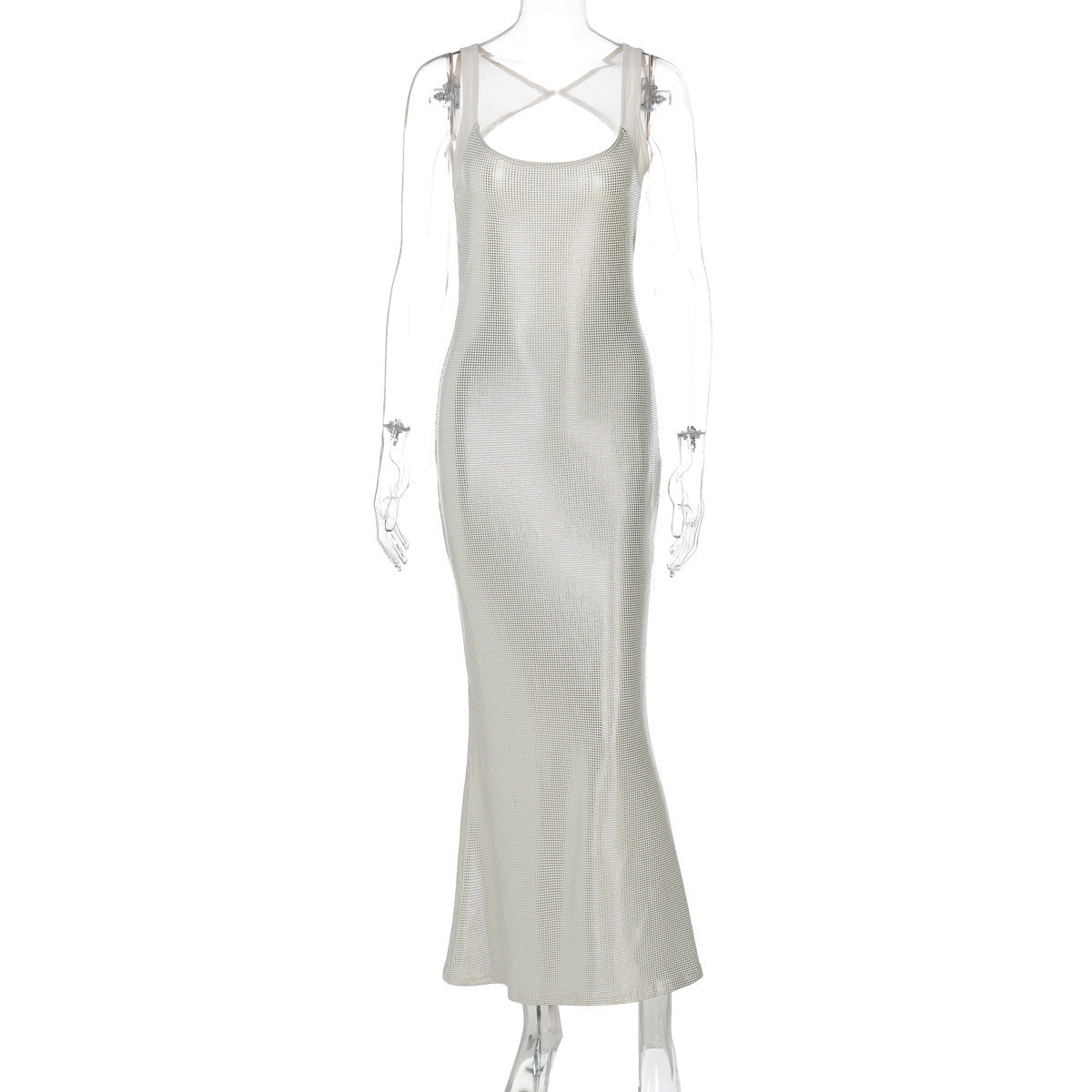 Sexy Backless Mesh Stitching Socialite Temperament Slim Dress
