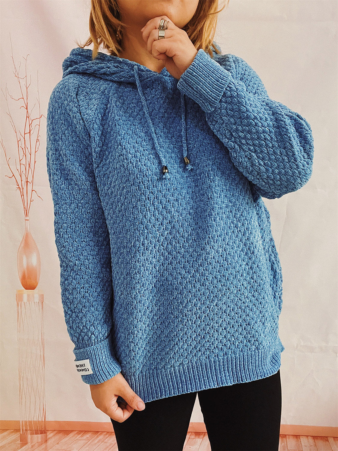 Long Sleeve Hooded Sweater with Drawstring