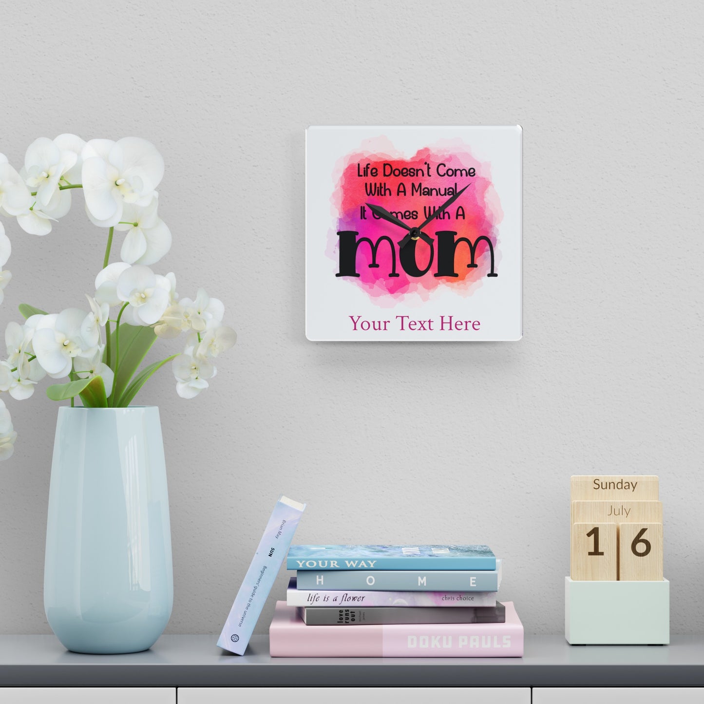 Acrylic Wall Clock- Personalize Gift With Mother's Day Messages