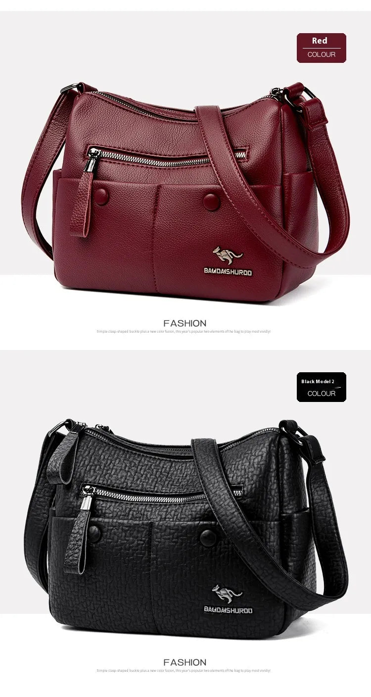 Middle-aged Mom Shoulder Simple All-matching Soft Leather Bag