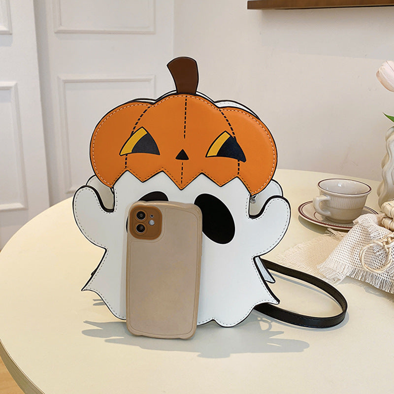 Halloween Shoulder Bags Creative 3D Cartoon Pumpkin Ghost Design Cute Bags Women Cell Phone Purses Novelty Candy Crossbody Bags