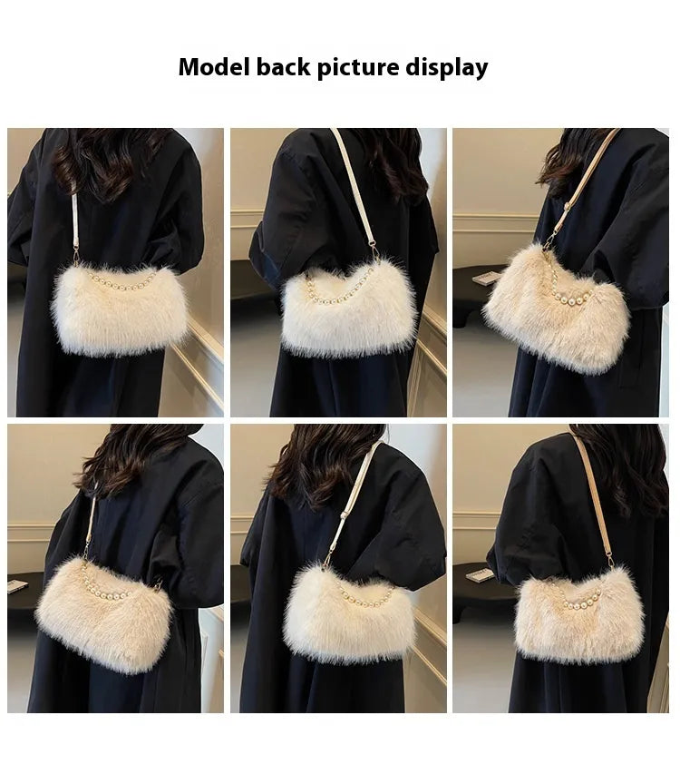 Autumn And Winter Fashion Pearl Chain Crossbody Shoulder Bag