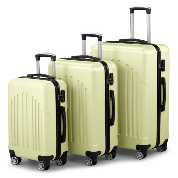 Curved Vertical Pattern Three In One ABS&PC Luggage- FREE USA SHIPPING