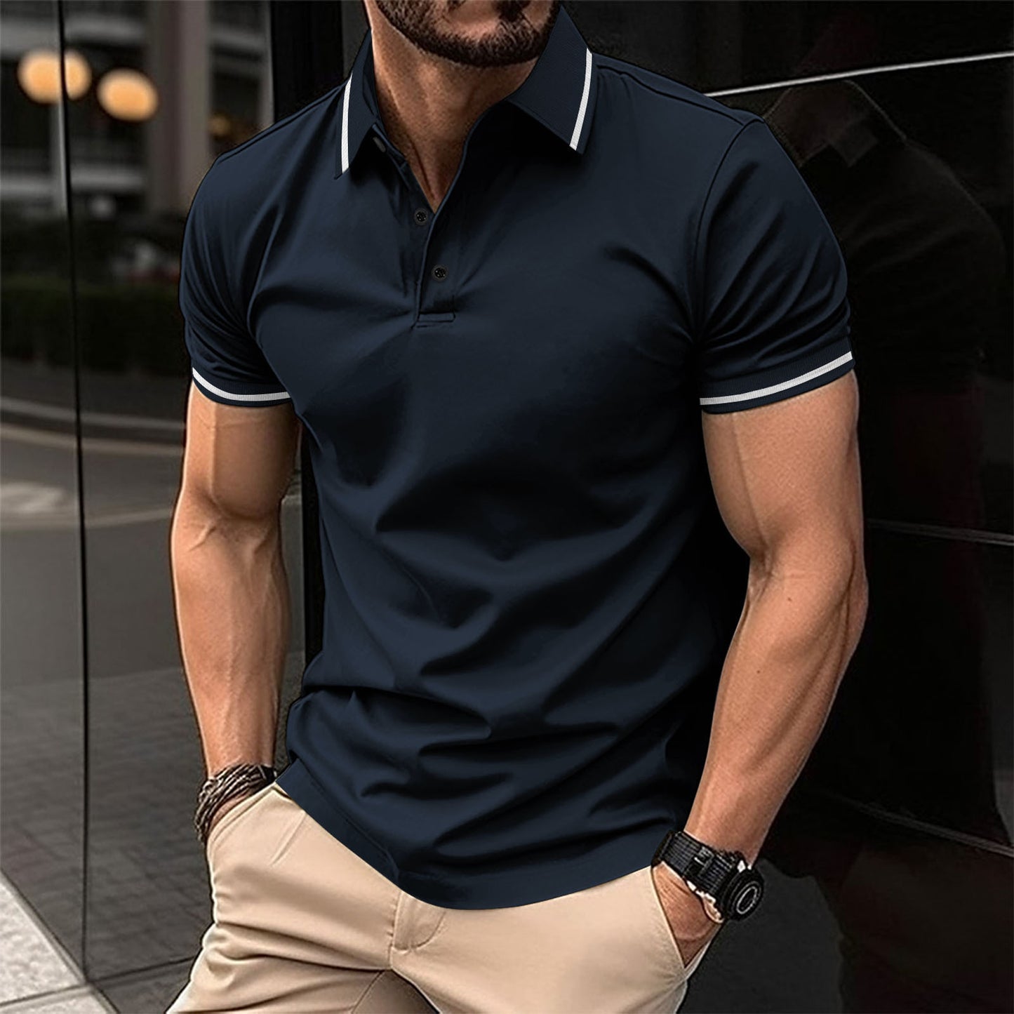 Men's Sports Casual Lapel Short Sleeve Polo Shirt