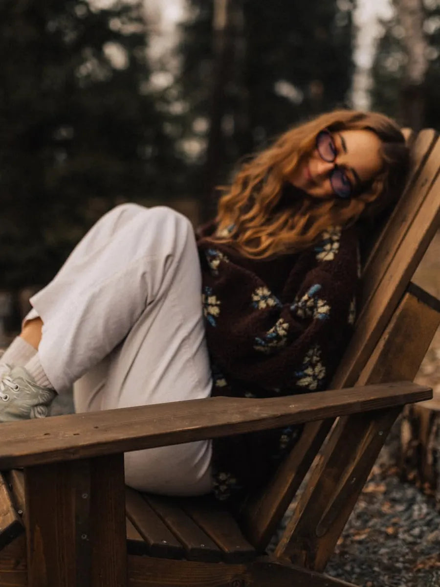 Winter Flowers Lambskin Sweatshirt With Big Pocket Casual Loose Zip-up Lapel Pullover Top Women's Clothing