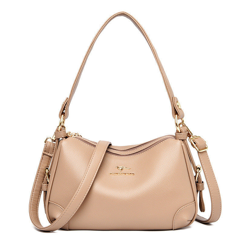 Women's Bags, Solid Color Bags, Ladies Fashion Soft Leather Large-capacity One-shoulder Messenger Bag