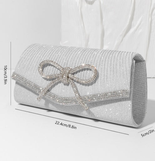 Bow Evening Sparkly Clutch Purses For Women