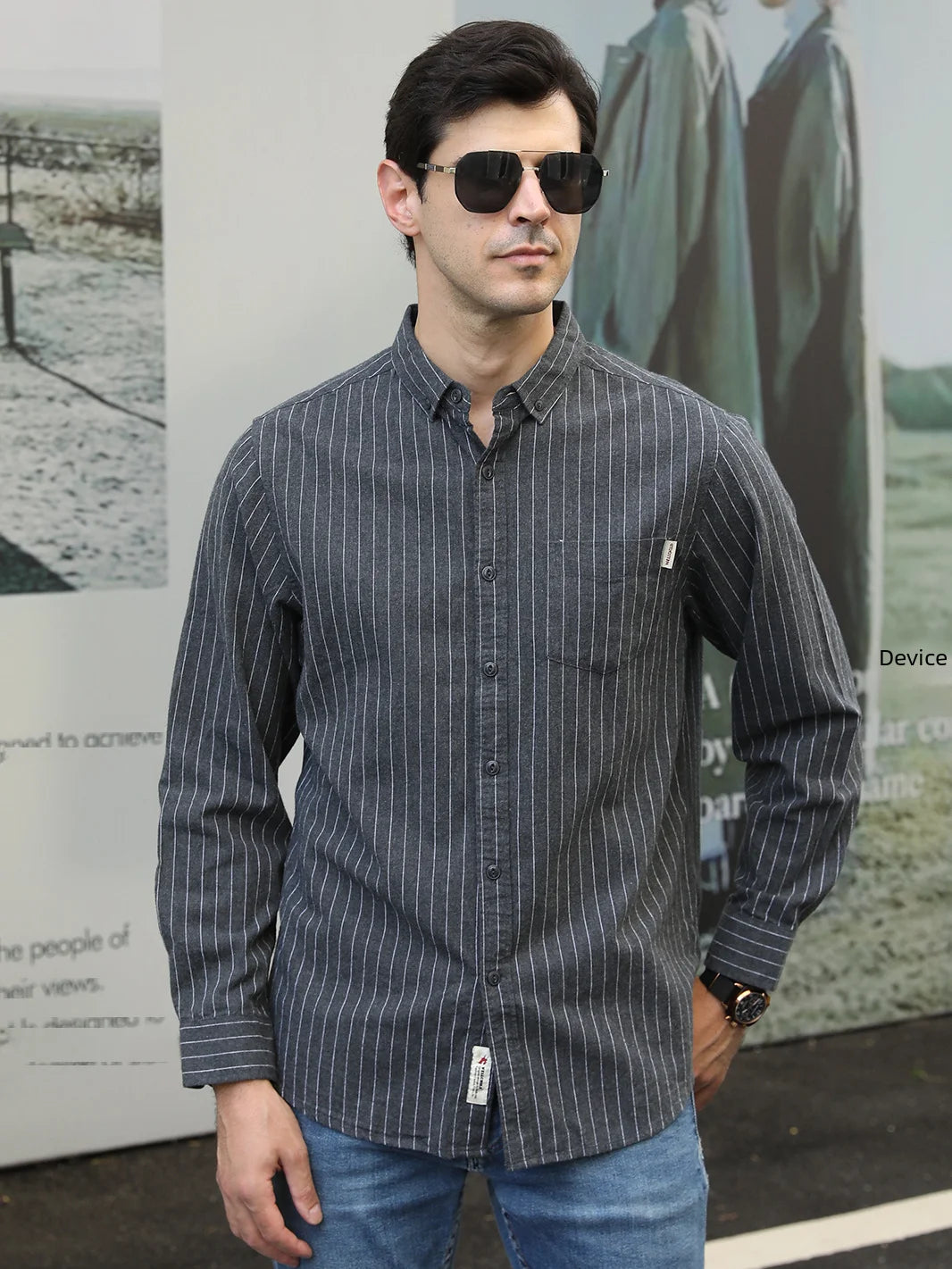 Men's Plus Size Pinstripe Button-Down Shirt