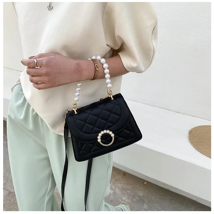 Hand-held Pearl Chain Bag Summer Shoulder Messenger Square Bag