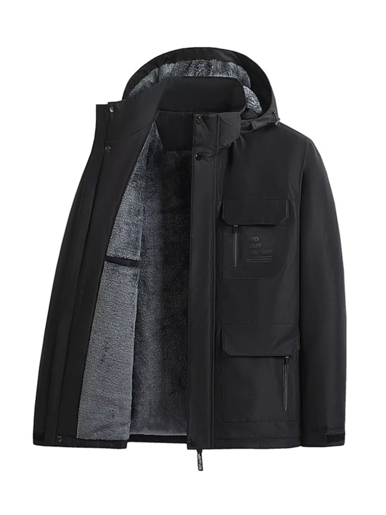 Men's Plus Size Warm Fleece Lined Hooded Winter Casual Coat