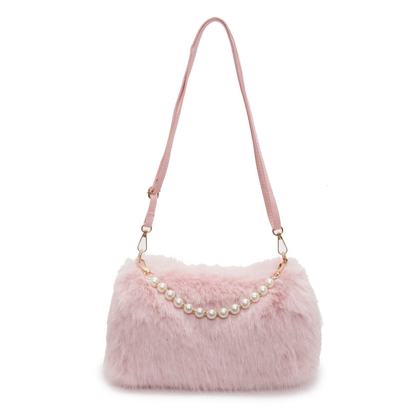 Autumn And Winter Fashion Pearl Chain Crossbody Shoulder Bag