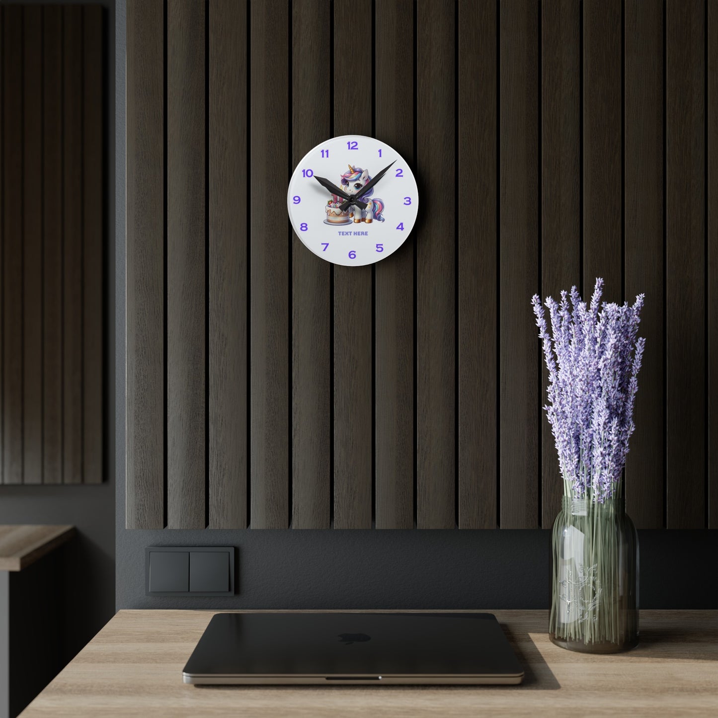 Acrylic Wall Clock - Personalize With Unicorn Birthday Numbers