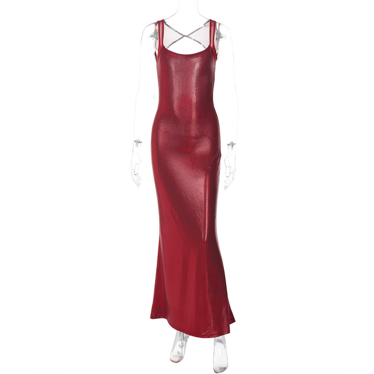 Sexy Backless Mesh Stitching Socialite Temperament Slim Dress