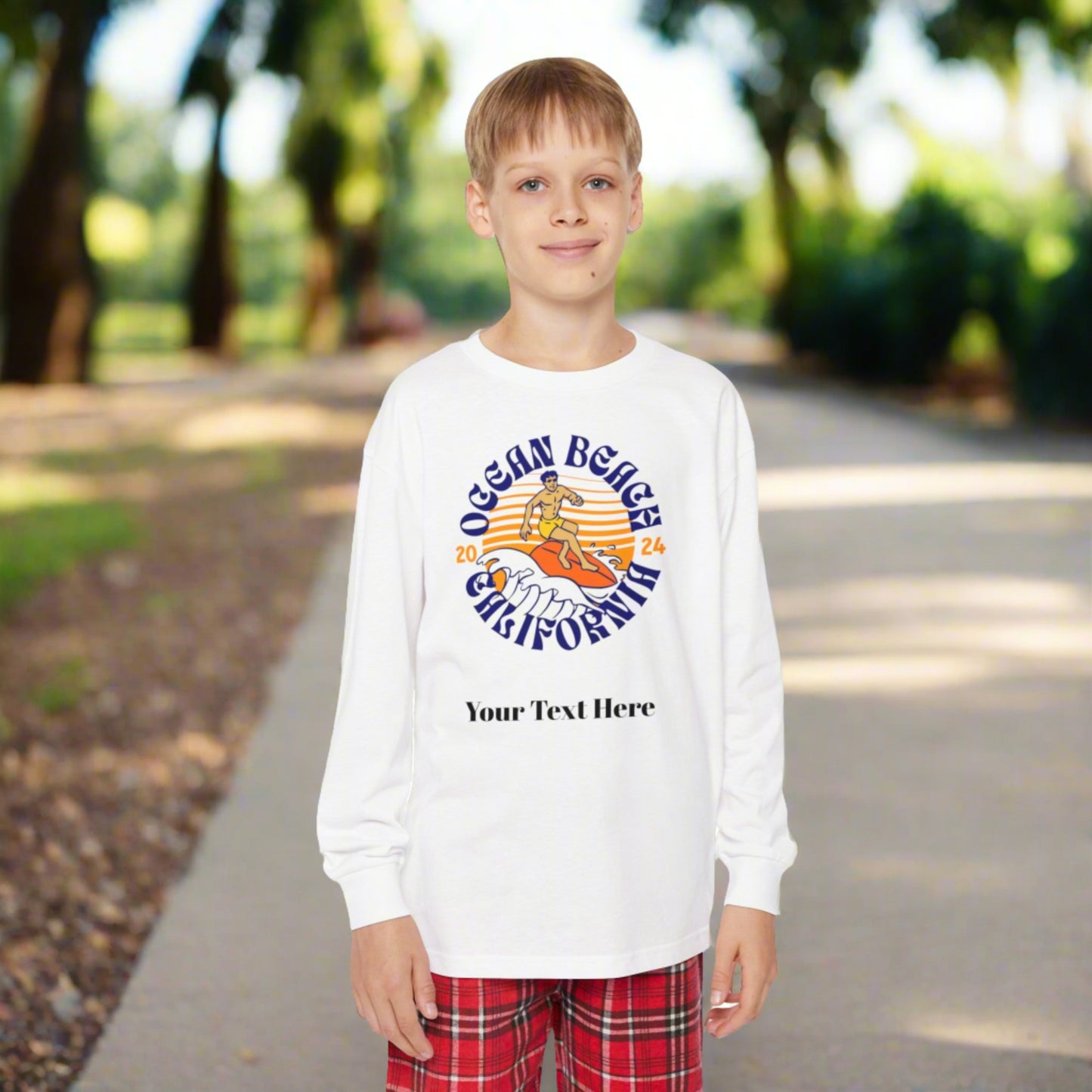 Youth Long Sleeve Holiday Outfit Set - Personalize With Beach Themes