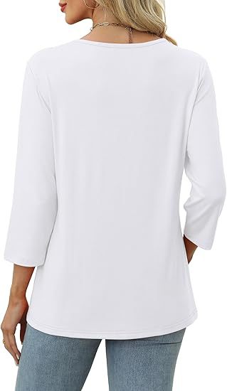 European And American New Autumn Women's Clothing Button V-neck Fashion Casual Sleeve T-shirt
