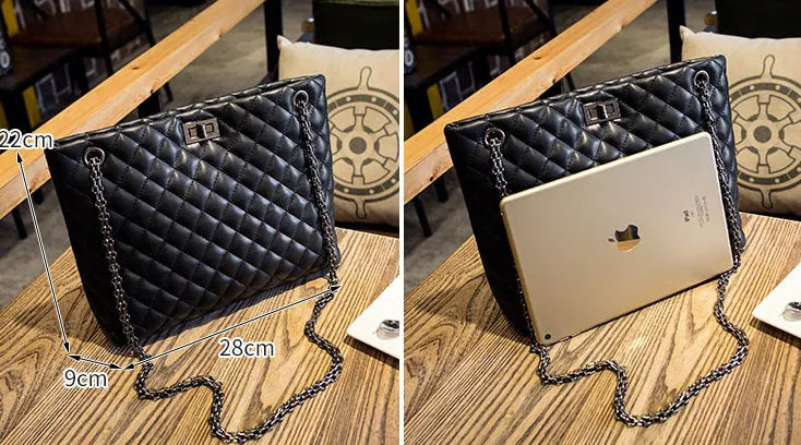 Handbag shoulder slung rhombic chain handbag