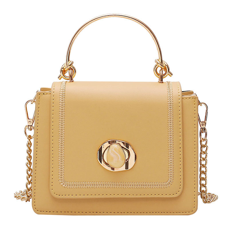 Sleek Metal-Lock Designer Shoulder Bag
