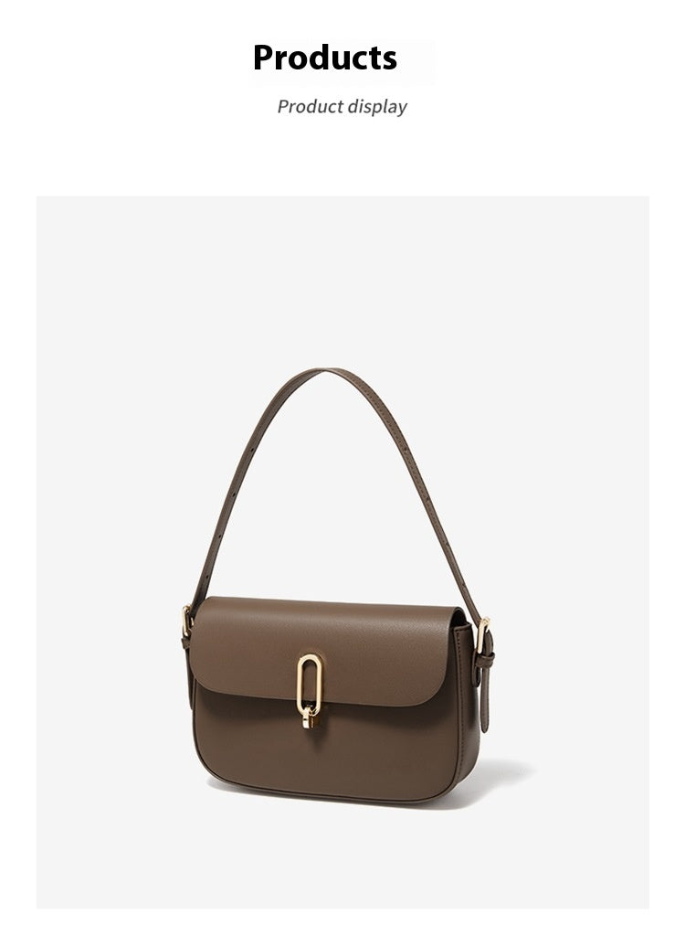 Two-layer Cowhide Genuine Leather Square Shoulder Messenger Bag