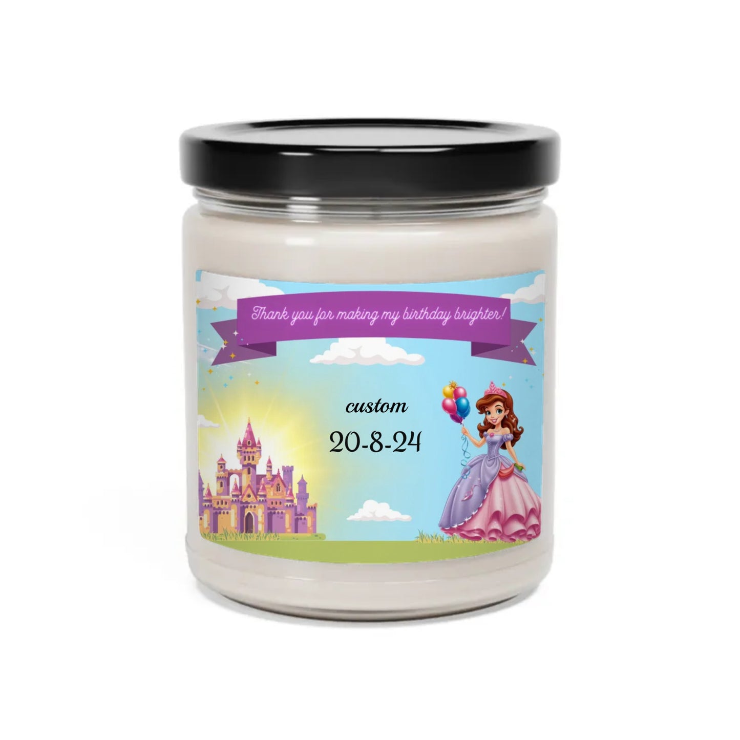 Scented Soy Candle, 9oz - Personalized Princess Thank you Gifts For Birthdays