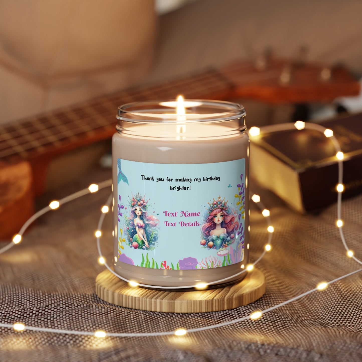 Scented Soy Candle, 9oz- Personalized  Mermaid Princess Gifts For Birthdays