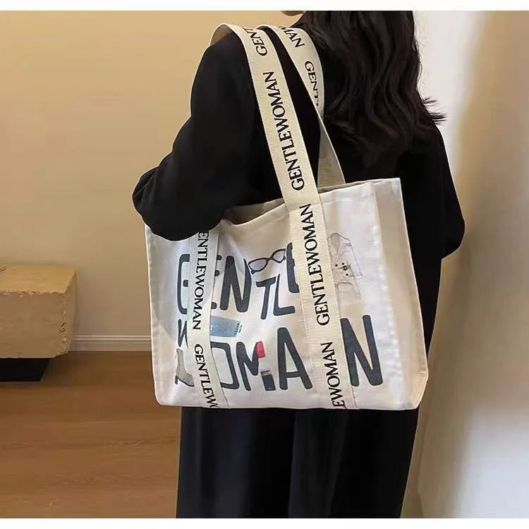 Large Capacity Canvas Women's Travel Tote Portable Shopping Bag