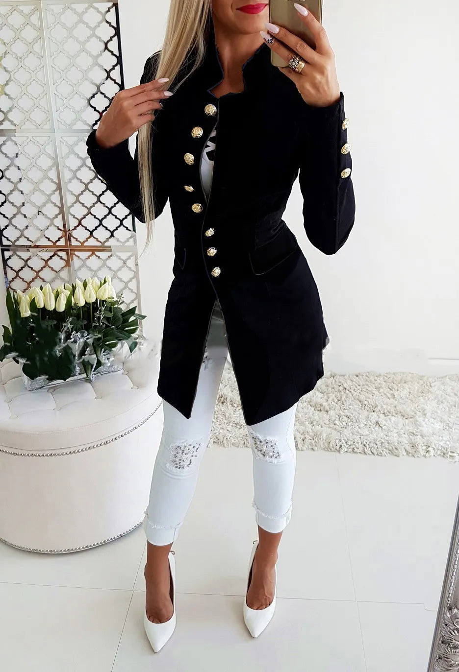 Women's Long-sleeved Breasted Slim Fit Small Business Suit Coat