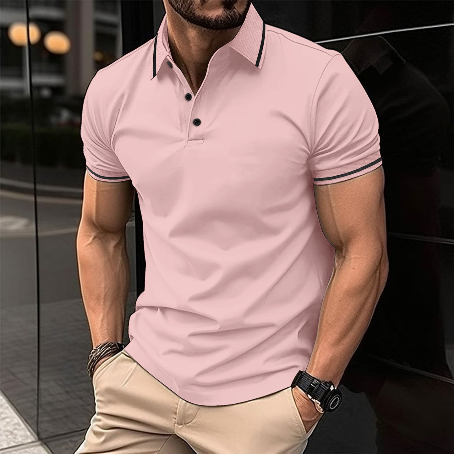 Men's Sports Casual Lapel Short Sleeve Polo Shirt