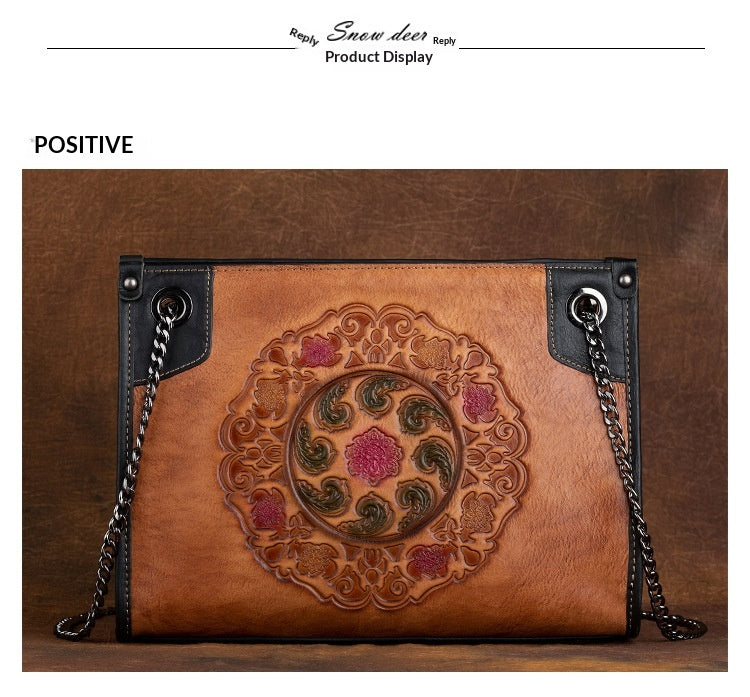 Large-Capacity ShoulderCrossbody Top-Grain Leather Tote Bag